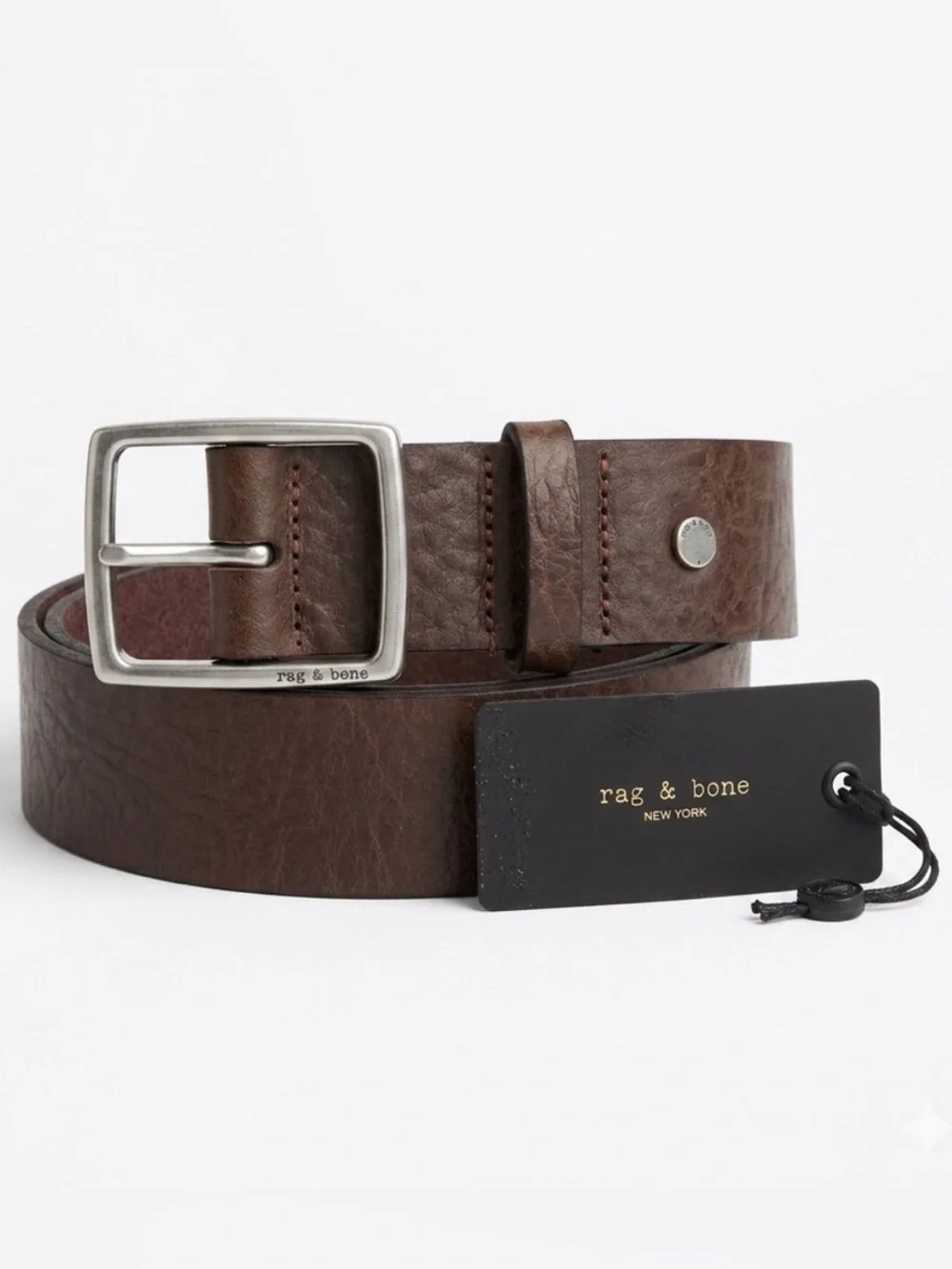NWT Rag & Bone Rugged Leather Belt in Espresso 38W